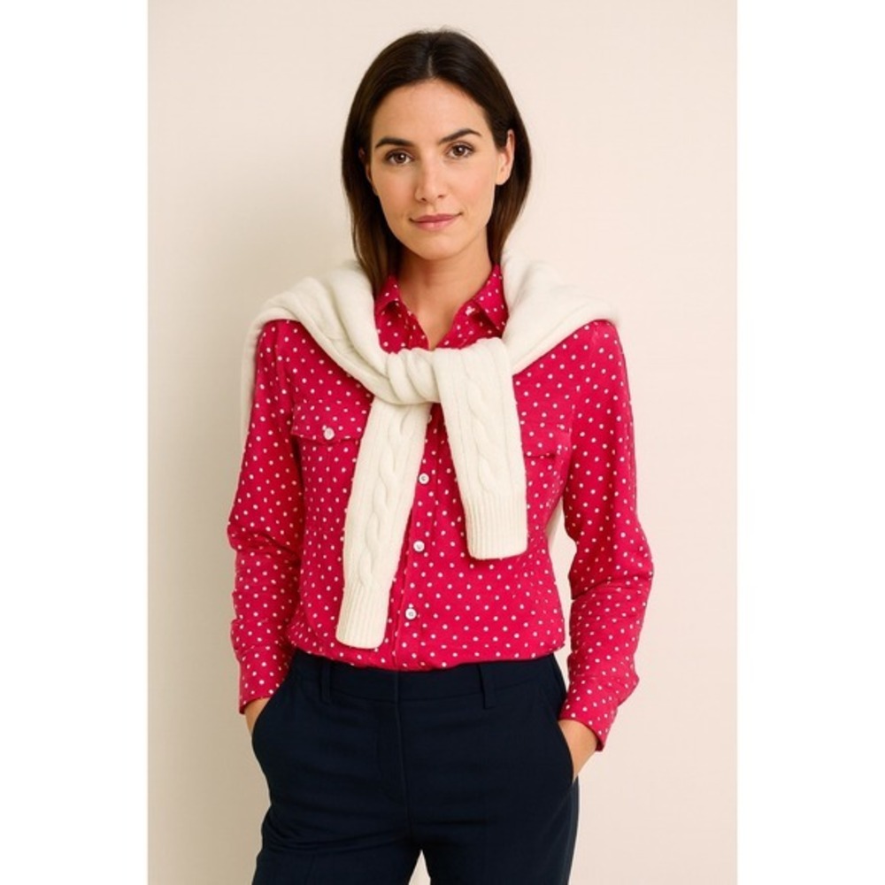 Bellefleur Pink Polkadot Blouse Top Shirt Bold Y2K Preppy Classic Barbiecore XS